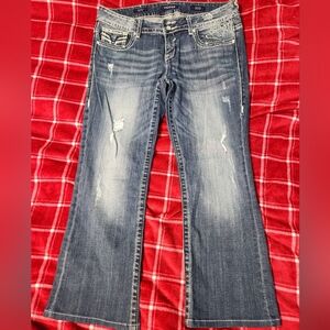 Vigoss Dark Blue Distressed Flare Jeans